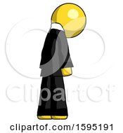 Poster, Art Print Of Yellow Clergy Man Depressed With Head Down Back To Viewer Right