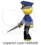Yellow Police Man With Sword Walking Confidently