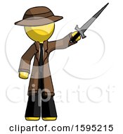 Poster, Art Print Of Yellow Detective Man Holding Sword In The Air Victoriously