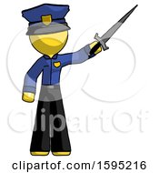 Poster, Art Print Of Yellow Police Man Holding Sword In The Air Victoriously