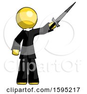 Poster, Art Print Of Yellow Clergy Man Holding Sword In The Air Victoriously