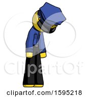 Poster, Art Print Of Yellow Police Man Depressed With Head Down Turned Right