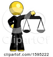 Poster, Art Print Of Yellow Clergy Man Holding Scales Of Justice
