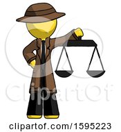 Poster, Art Print Of Yellow Detective Man Holding Scales Of Justice