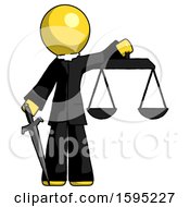Poster, Art Print Of Yellow Clergy Man Justice Concept With Scales And Sword Justicia Derived