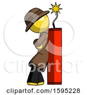 Poster, Art Print Of Yellow Detective Man Leaning Against Dynimate Large Stick Ready To Blow