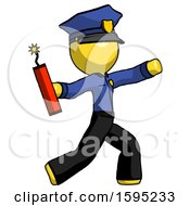 Poster, Art Print Of Yellow Police Man Throwing Dynamite