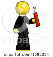 Poster, Art Print Of Yellow Clergy Man Holding Dynamite With Fuse Lit