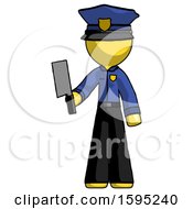 Poster, Art Print Of Yellow Police Man Holding Meat Cleaver