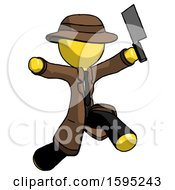 Poster, Art Print Of Yellow Detective Man Psycho Running With Meat Cleaver