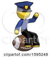 Poster, Art Print Of Yellow Police Man Sitting On Giant Football
