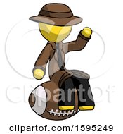 Poster, Art Print Of Yellow Detective Man Sitting On Giant Football