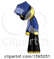 Poster, Art Print Of Yellow Police Man Depressed With Head Down Turned Left