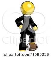 Poster, Art Print Of Yellow Clergy Man Standing With Foot On Football