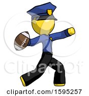 Poster, Art Print Of Yellow Police Man Throwing Football