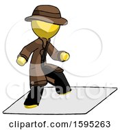 Poster, Art Print Of Yellow Detective Man On Postage Envelope Surfing