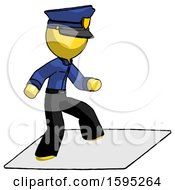 Poster, Art Print Of Yellow Police Man On Postage Envelope Surfing