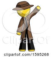 Poster, Art Print Of Yellow Detective Man Waving Emphatically With Left Arm