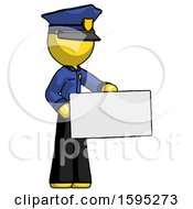 Poster, Art Print Of Yellow Police Man Presenting Large Envelope