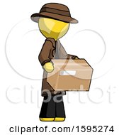 Poster, Art Print Of Yellow Detective Man Holding Package To Send Or Recieve In Mail
