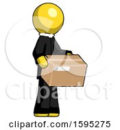Poster, Art Print Of Yellow Clergy Man Holding Package To Send Or Recieve In Mail