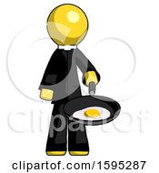Poster, Art Print Of Yellow Clergy Man Frying Egg In Pan Or Wok