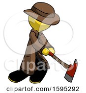 Poster, Art Print Of Yellow Detective Man Striking With A Red Firefighters Ax