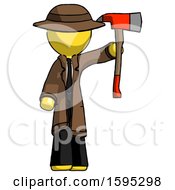 Poster, Art Print Of Yellow Detective Man Holding Up Red Firefighters Ax