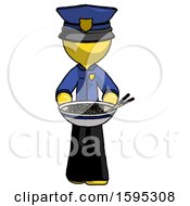 Poster, Art Print Of Yellow Police Man Serving Or Presenting Noodles