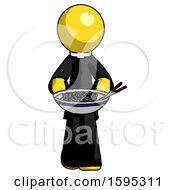 Poster, Art Print Of Yellow Clergy Man Serving Or Presenting Noodles