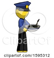 Yellow Police Man Holding Noodles Offering To Viewer