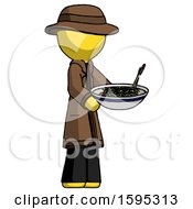 Poster, Art Print Of Yellow Detective Man Holding Noodles Offering To Viewer
