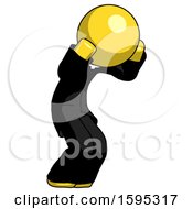 Poster, Art Print Of Yellow Clergy Man With Headache Or Covering Ears Turned To His Right