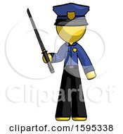 Yellow Police Man Standing Up With Ninja Sword Katana