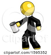 Poster, Art Print Of Yellow Clergy Man Begger Holding Can Begging Or Asking For Charity Facing Left