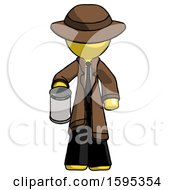 Poster, Art Print Of Yellow Detective Man Begger Holding Can Begging Or Asking For Charity