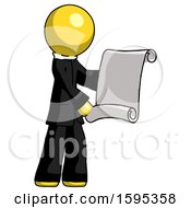 Poster, Art Print Of Yellow Clergy Man Holding Blueprints Or Scroll