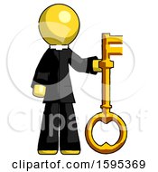 Poster, Art Print Of Yellow Clergy Man Holding Key Made Of Gold