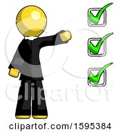 Poster, Art Print Of Yellow Clergy Man Standing By List Of Checkmarks