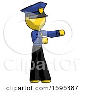 Yellow Police Man Presenting Something To His Left