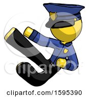 Poster, Art Print Of Yellow Police Man Flying Ninja Kick Left