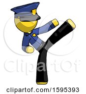 Poster, Art Print Of Yellow Police Man Ninja Kick Right