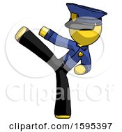 Poster, Art Print Of Yellow Police Man Ninja Kick Left