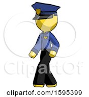Poster, Art Print Of Yellow Police Man Man Walking Turned Left Front View