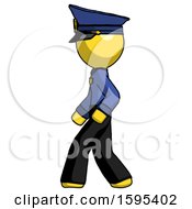 Yellow Police Man Walking Left Side View