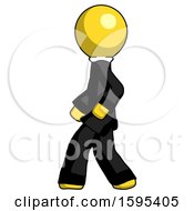 Poster, Art Print Of Yellow Clergy Man Walking Left Side View