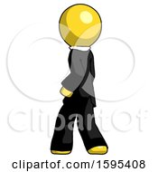 Poster, Art Print Of Yellow Clergy Man Walking Away Direction Left View