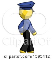 Poster, Art Print Of Yellow Police Man Walking Away Direction Right View