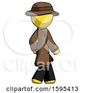 Poster, Art Print Of Yellow Detective Man Walking Away Direction Right View