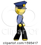 Poster, Art Print Of Yellow Police Man Walking Turned Right Front View